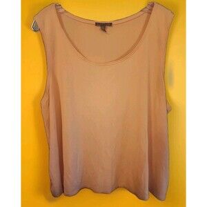 Eileen Fisher 100% Silk Sleeveless Tank Top XL Soft Apricot Peach New Cr60 Nice
